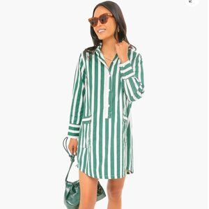 Tuckernuck Pomander Place Forest Green Striped Bradley Dress S